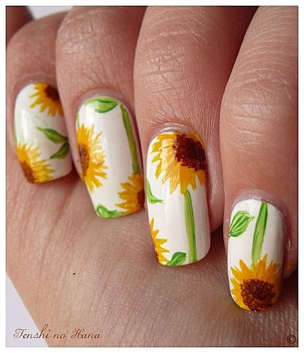 15 Sunflower Nail Designs For The Season Sunflower Nail Art 15 Sunflower Nail Designs for the Season - Pretty Designs - 15 Sunflower Nail Designs For The Season Sunflower Nail Art