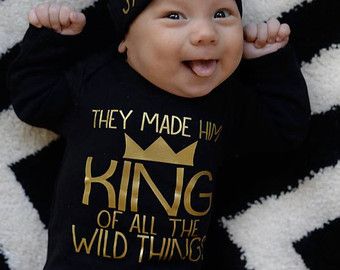 Baby shower gift Baby bodysuit newborn gown King of the Wild Things Hat sold Seperatly Baby boy coming home outfit newborn
