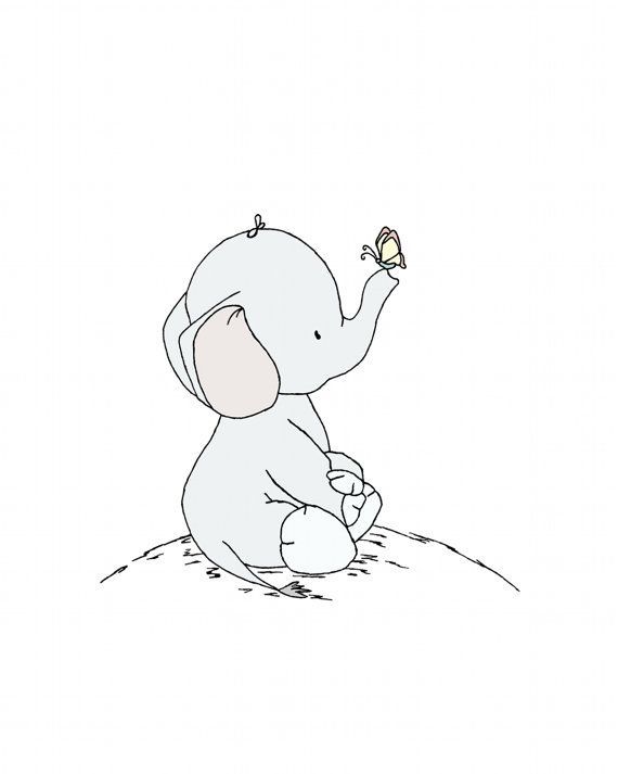 Olifant kwekerij kunst, groot en klein, olifant en Butterfly Kids Wall Decor, kinderen, Baby douchegift #kinderzimmerkunst