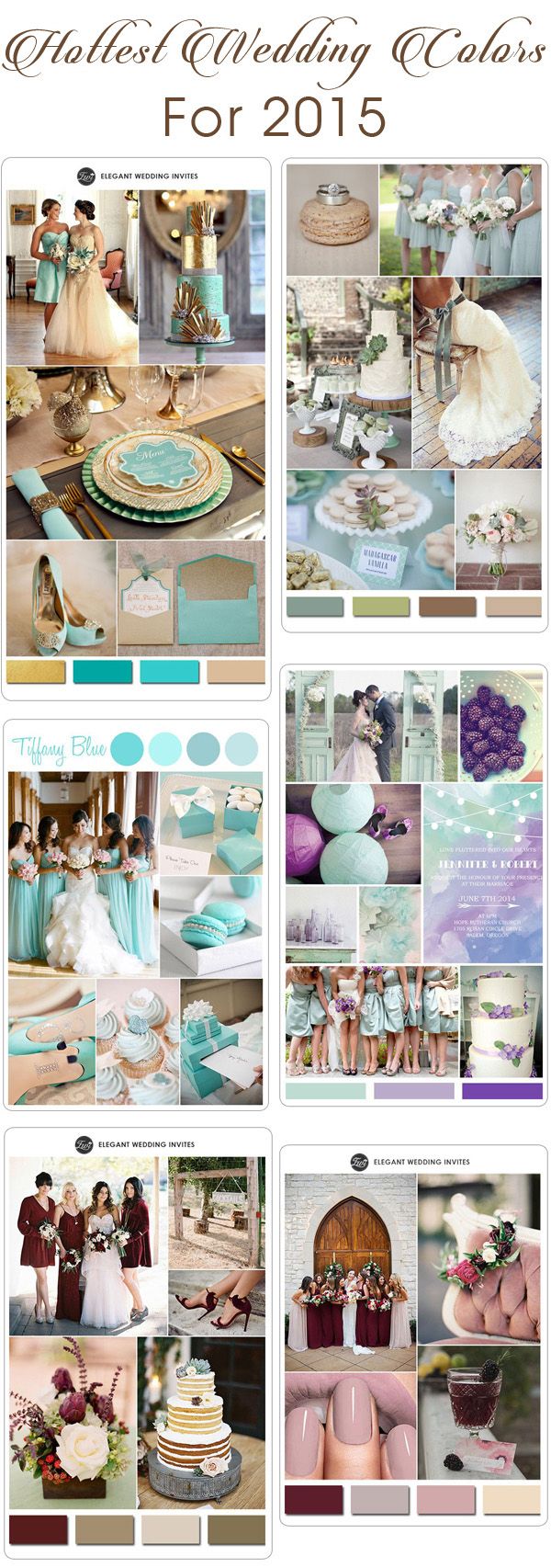 top 10 most popular wedding color ideas for 2015 from http://www.elegantweddinginvites.com/category/wedding-color-palette/ #weddingcolors Wedding Parties Colors, Popular Wedding Colors, Wedding Themes, Trendy Wedding, Perfect Wedding, Dream Wedding, Wedding Decorations, Party Colors, Wedding Dreams