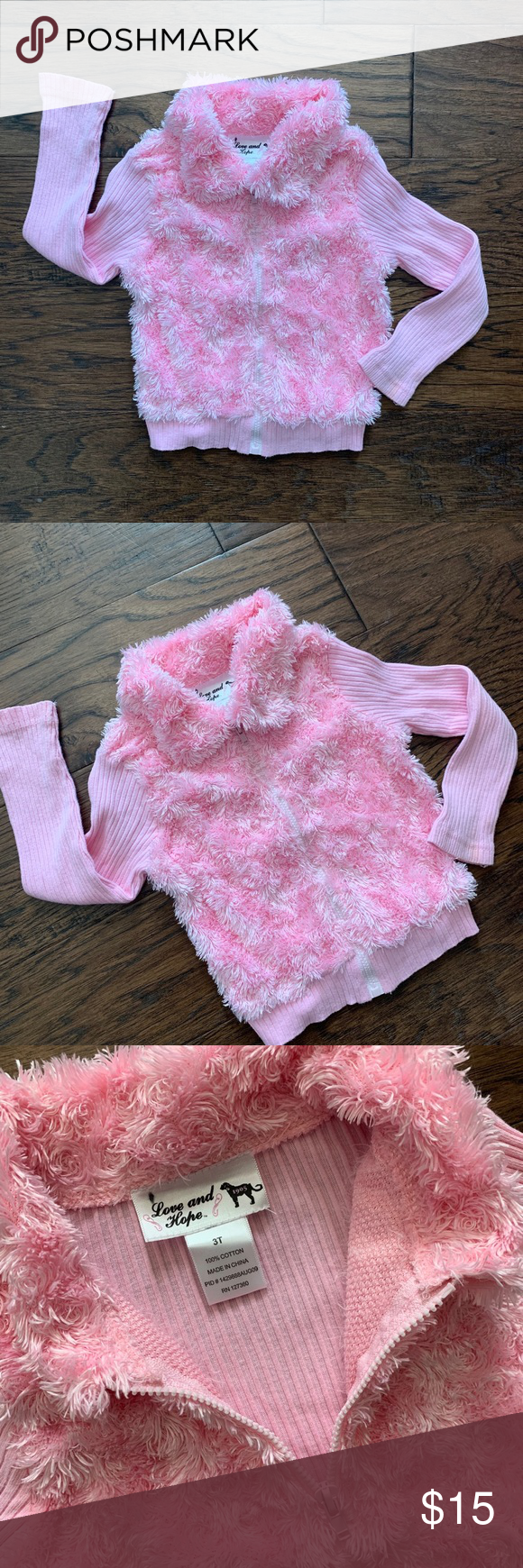 🌟Pink Faux Fur Zip-Up Love and Hope brand faux fur zip-up in pink makes for a...