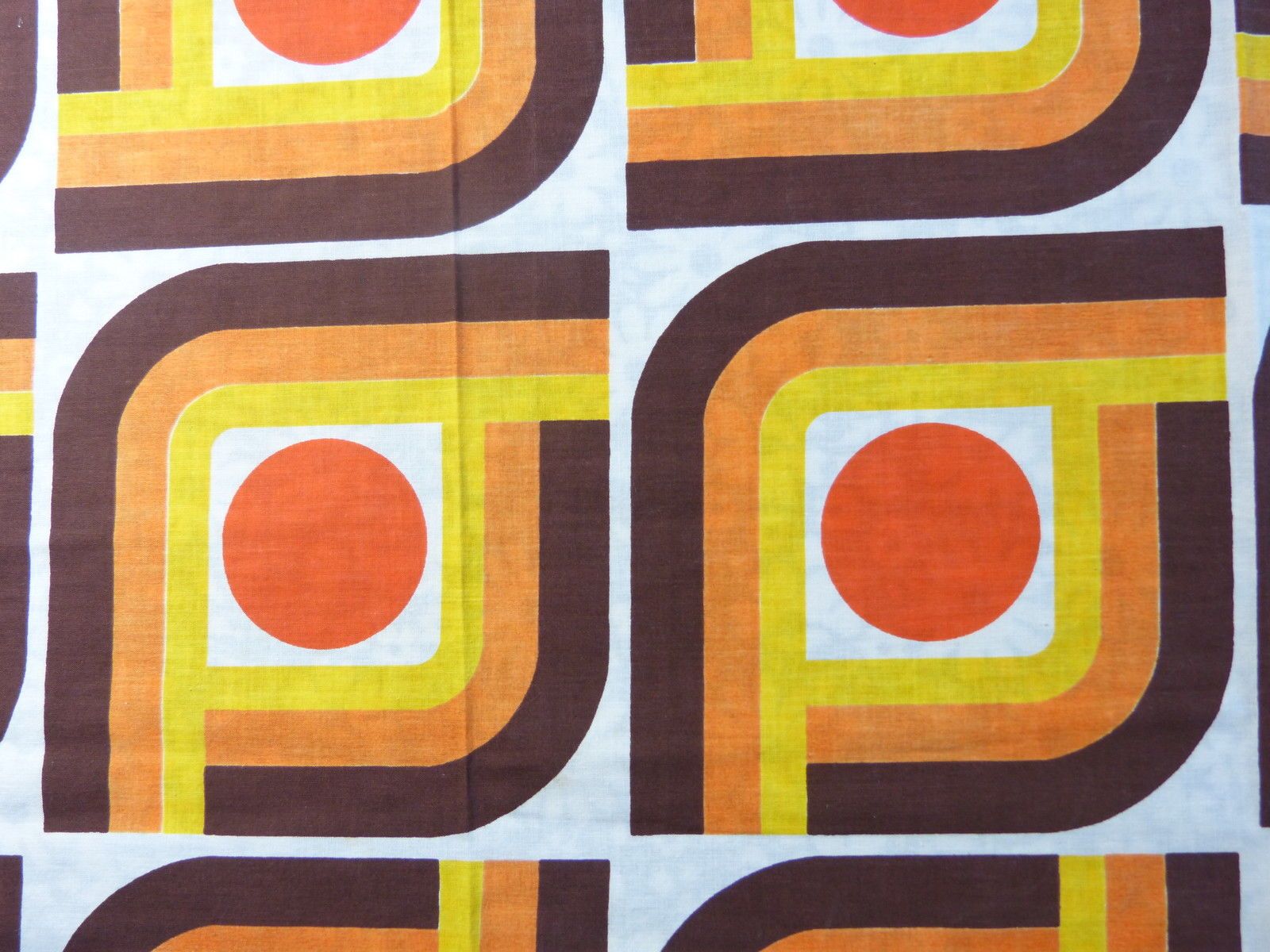 Paire Rideaux Tissu Coton Abstrait Geometrique Orange Marron Vintage ... Paire Rideaux Tissu Coton Abstrait Geometrique Orange Marron Vintage ...