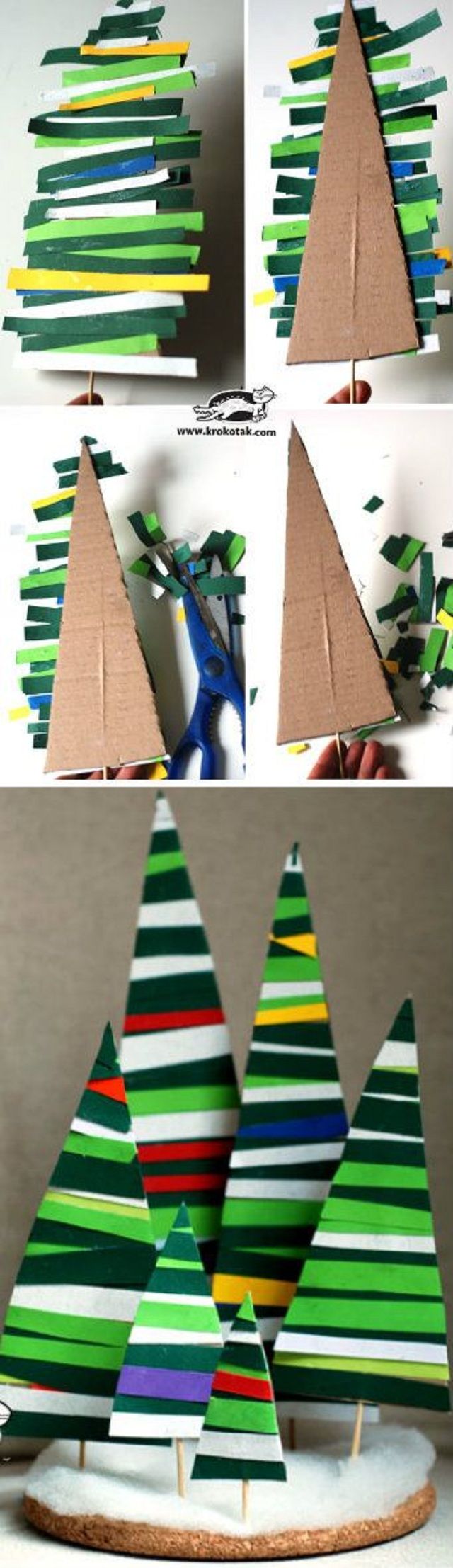 75 Ideias de Enfeites de Natal Reciclados para fazer em Casa | Revista Artesanato Diy Paper Christmas Tree, Rustic Christmas Ornaments, Christmas Crafts For Kids, Paper Crafts Diy, Christmas Art, Holiday Crafts, Preschool Christmas, Felt Crafts, Halloween Crafts