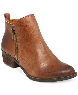 Lucky Brand Women's Basel Booties - Shoes - Macy's Leather Flats, Leather Booties, Ankle Booties, Bootie Boots, Brown Booties, Suede Leather, Flat Booties, Brown Leather Ankle Boots, Faux Snakeskin