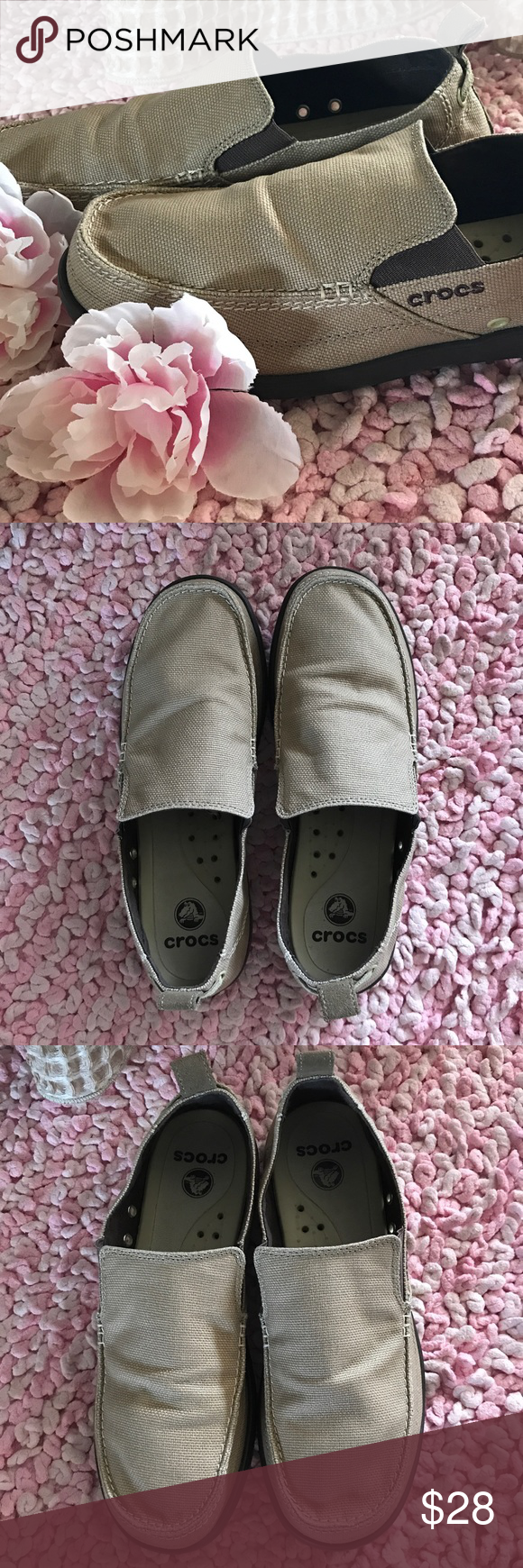 men tan crocs