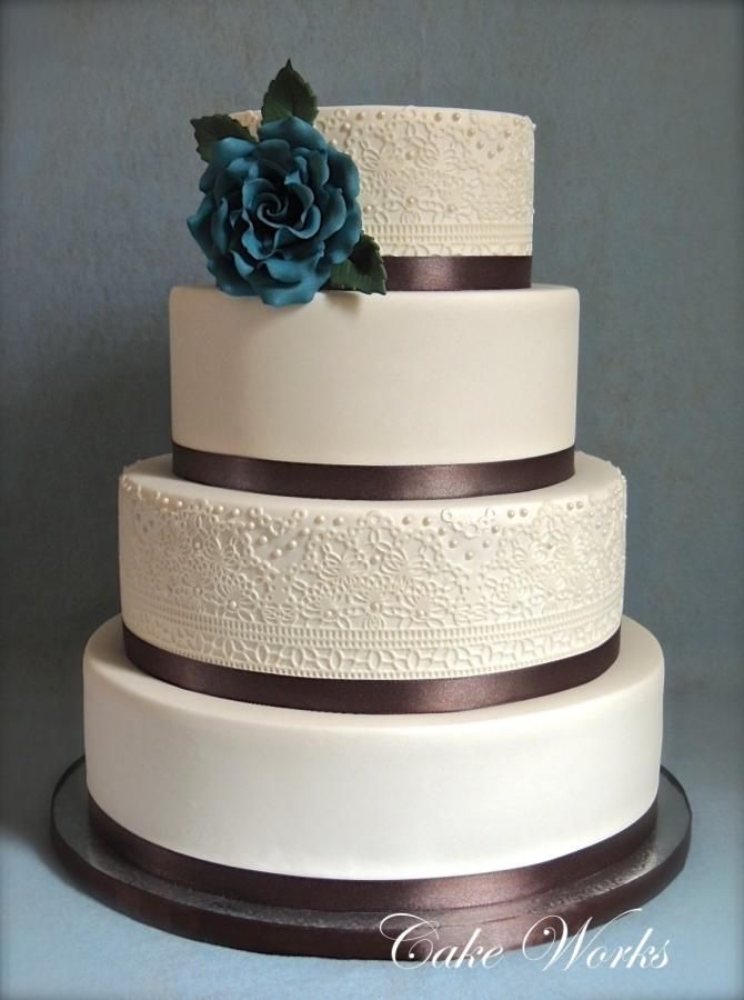 Alternating Lace and Satin Ribbon Wedding Cake Wedding cake ribbon
