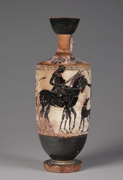 Black-Figured Lekythos, c. 500 BC Greece, late 6th century BC Ancient Vase, Ancient Greek Sculpture, Ancient Greek Art, Ancient Pottery, Ancient Artifacts, Ancient Greece, Archaic Greece, Greek Antiquity, Greece Art
