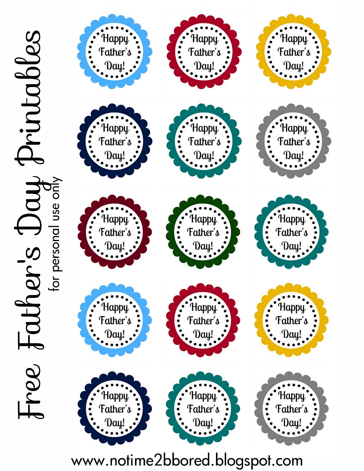 No time to be bored Free Father s Day Printable Scallop Tags
