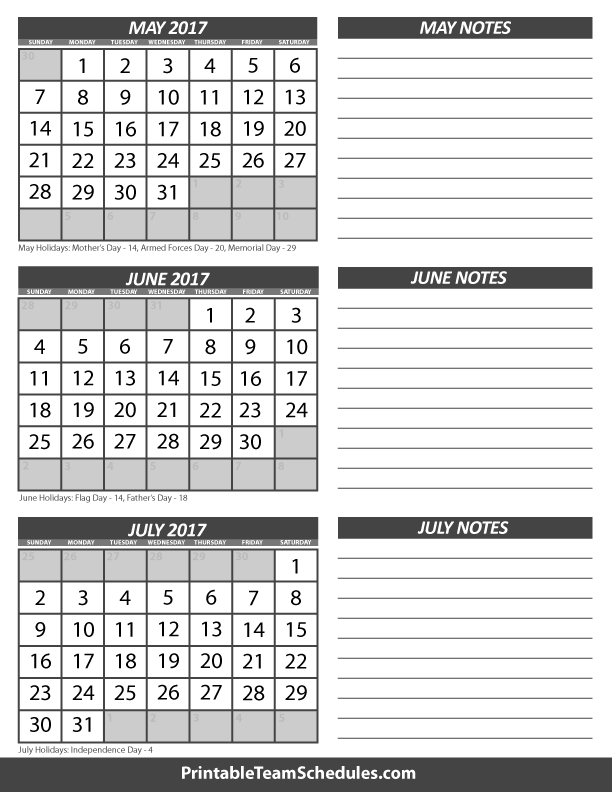 printable 3 month calendar