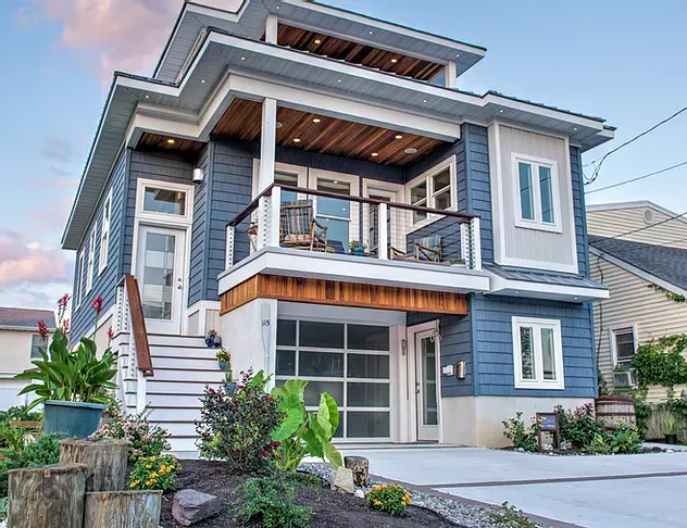Chaser Gaffney Architecture | New Construction | Brigantine Architect Contemporary Beach House, Contemporary House Exterior, Modern Beach House, House Arch Design, Village House Design, Beach House Exterior, Beach House Plans, Coastal Modern, Model House Plan