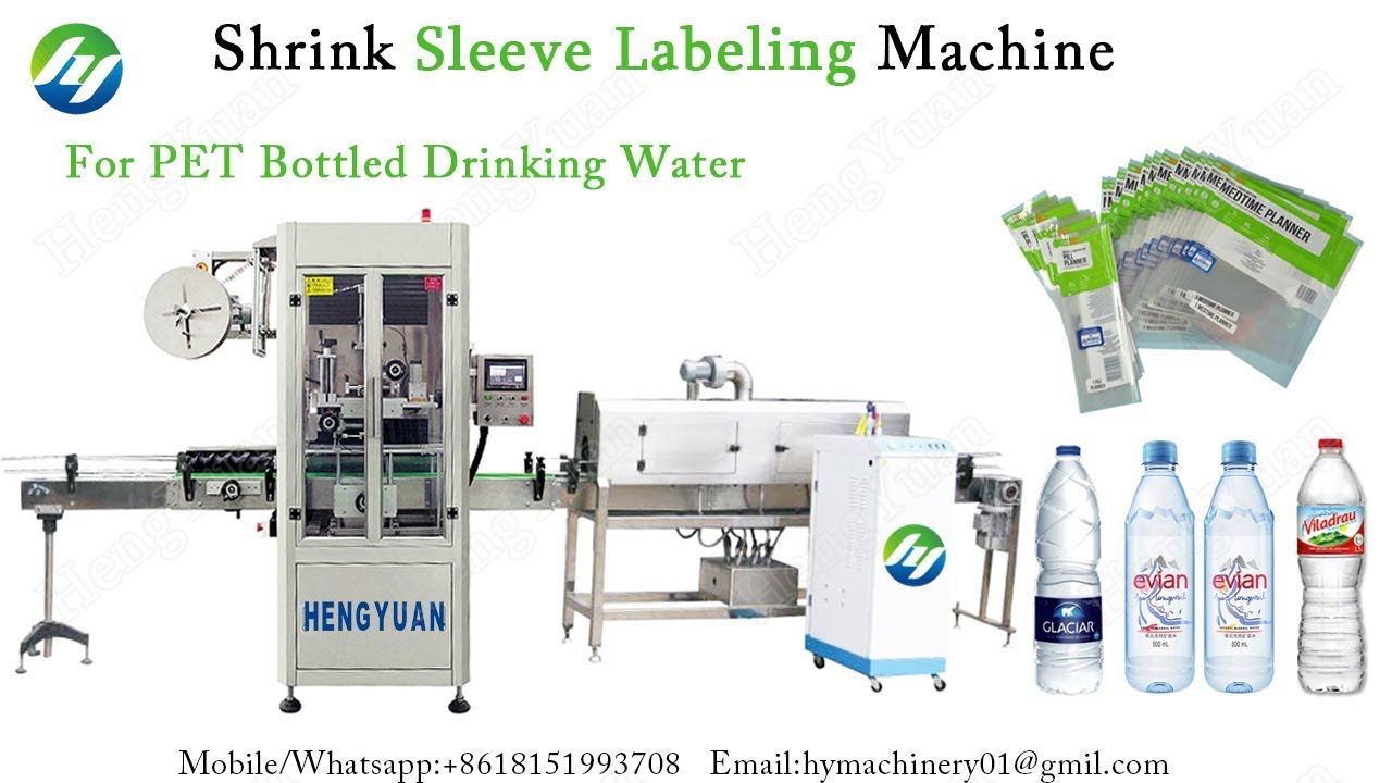 Automatic Shrink Sleeve Labeling Machine | 500ml Drinking Water Bottle L... in 2020 | Drinking ...