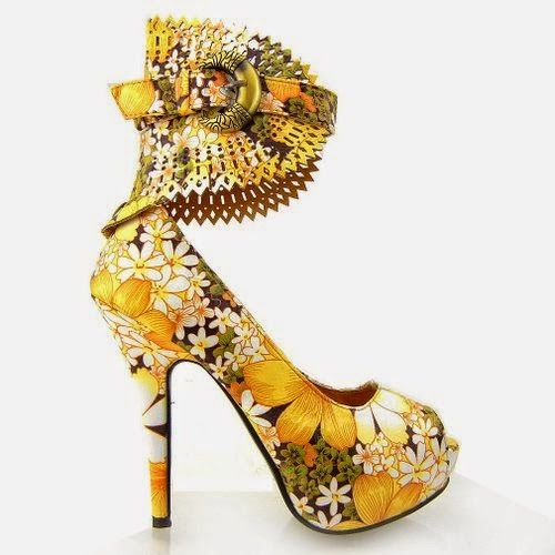 The funkiest pumps ever: Yellow Flowers Platform Stilettos, Stiletto Pumps, High Heels Stilettos, Platform Shoes, Sexy Women Shoes, Ladies Shoes, Sexy Shoes, Women's Shoes, Walking In High Heels