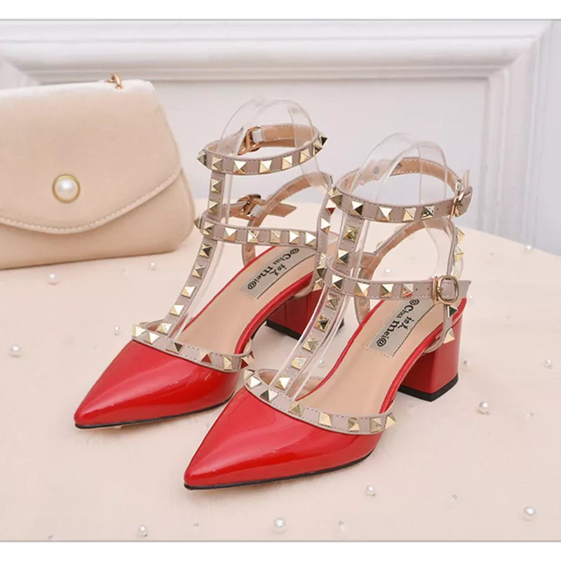 Heel Height: High (5cm-8cm) Heel Type: Square heel Pump Type: GLADIATOR Style: Novelty Fashion Element: Buckle Season: Spring/Autumn Outsole Material: Rubber is_handmade: Yes Pattern Type: Solid Insole Material: Latex Occasion: DRESS Model Number: 111 Gender: WOMEN Fit: Fits true to size, take your normal size Lining Material: PU Closure Type: Buckle Strap Item Type: Pumps Available colors: Black, Blue, Red, Wine, White, Beige, Yellow Available sizes: 33 34 35 36 37 38 39 40 41 42 43 44 45 46 47 Leather Rivets, Patent Leather, T Strap, Valentino Studs, Pointy Toe, Pump Types, Designer Wear, Pumps Heels, Buckles