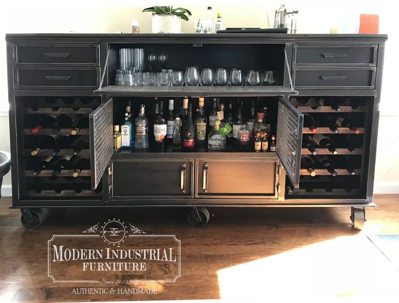 Modern Industrial Wine Cabinet Credenza Bar Storage Liquor Cabinet modern-industrial-wine-cabinet-credenza-bar-storage-liquor-cabinet