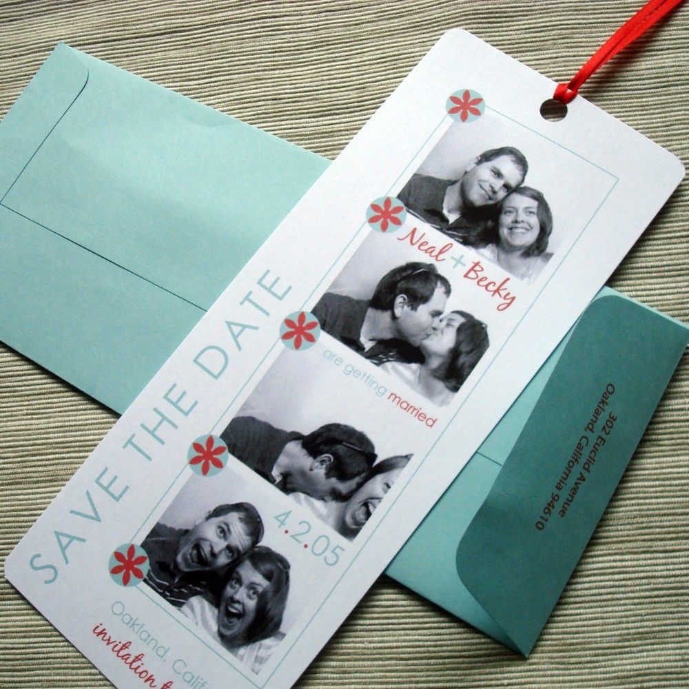 Photobooth Wedding Save The Date Photo Booth Film Strip Bookmark With Ribbon Unique Save The