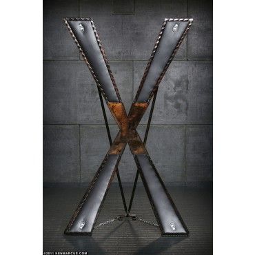 Beautiful european nudes boobs X shaped bondage tables