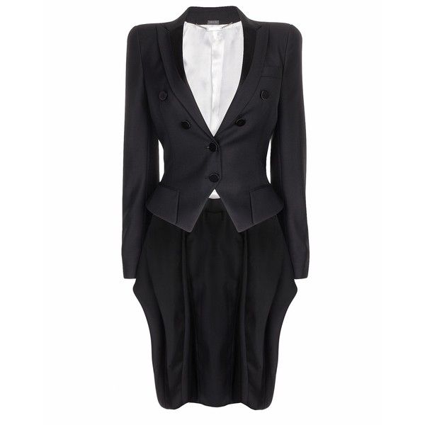 Tuxedo Wool Fin Detail Frock Coat ($1,214) liked on Polyvore featuring outerwear, coats, jackets