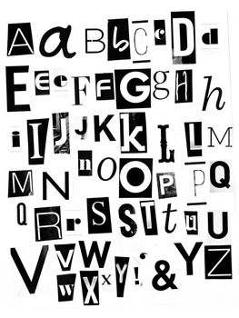 printable magazine letters black white alphabet a z
