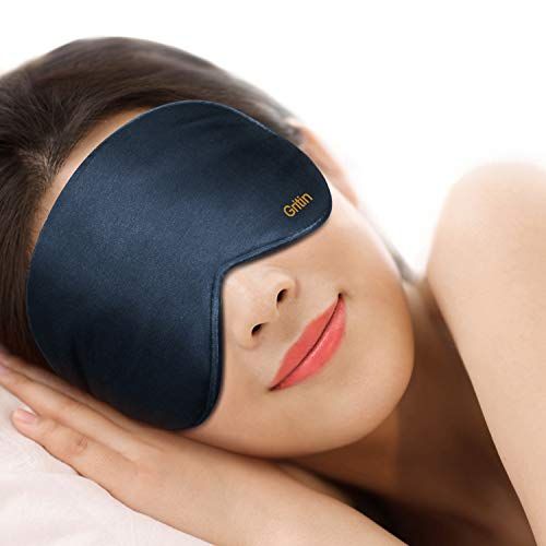 Gritin Antifaz para Dormir, 100% Anti-Luz Opaco Cómoda Agradable para la Piel Tela de Seda Natural Puro y Puros de Al... Sleep Mask, Eye Mask, Blue Mask, Silk Fabric, Crochet Jacket, Herbalism, Dark Blue