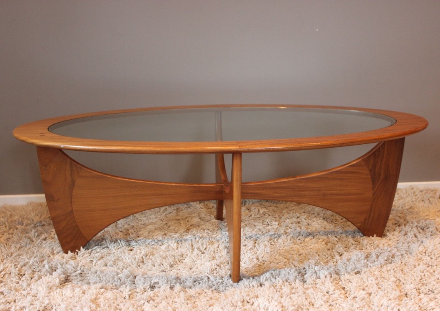 For sale Vintage teak & glass oval coffee table by Victor For sale Vintage teak & glass oval coffee table by Victor