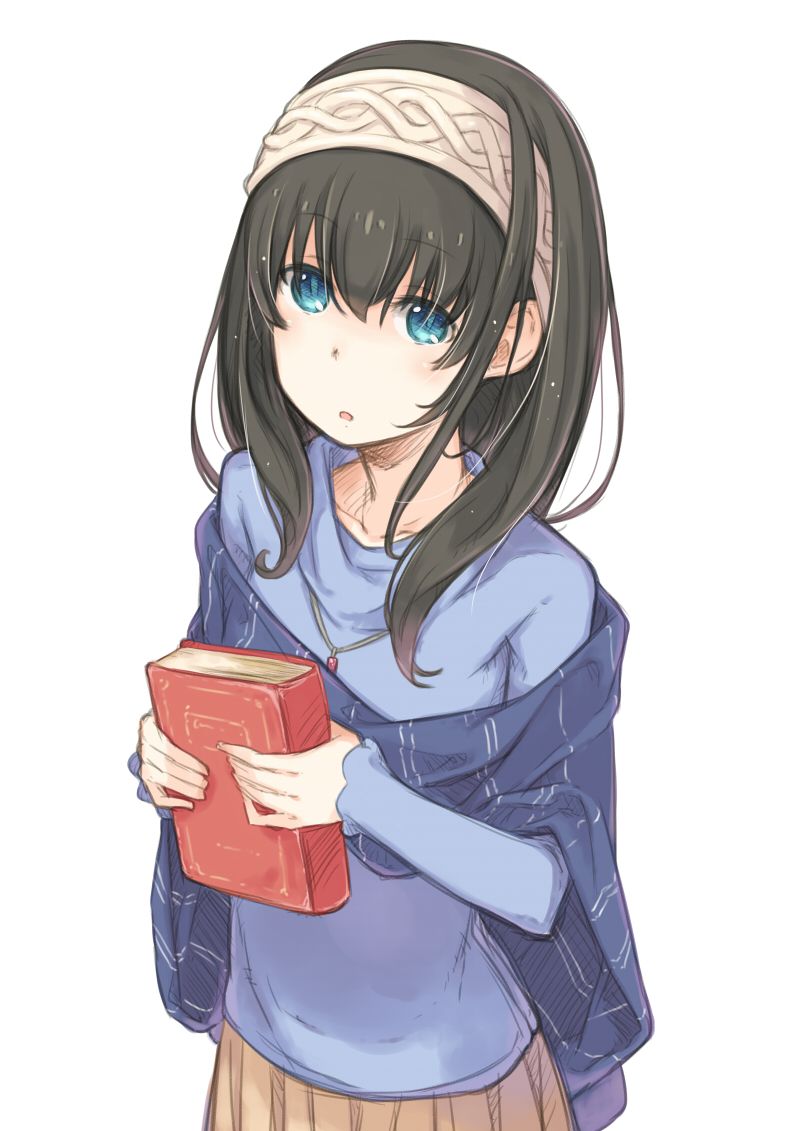 1girl black_hair blue_eyes book hairband hanarito idolmaster idolmaster