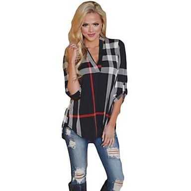 Women Geometric Print Long Sleeve V Neck T-Shirt Tee Tops Shirt Blouse Plus Size