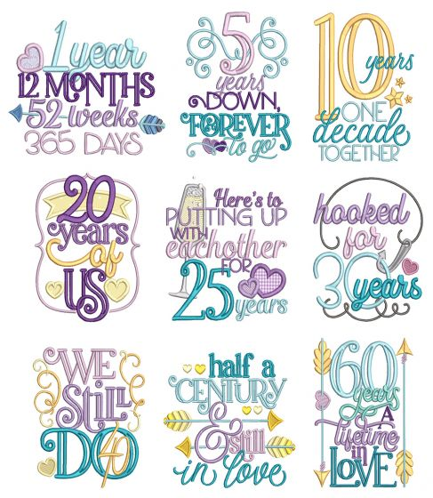 Download Anniversary Word Art | Word art design, Machine embroidery designs projects, Anniversary words