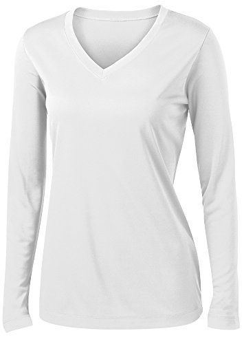 XS-4XL TWO TONE WICKING LADIES ATHLETIC LOOK V-NECK T-SHIRT SHORT SLEEVE