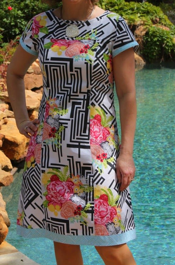 Sew Serendipity: Spring 2014 Collection: Meet Willow! Pink Fabric, Floral Fabric, Floral Quilt, Butterick Pattern, Black White Pink, Organic Fabrics, Colorblock Dress, Tunic Length, Three Quarter Length Sleeve