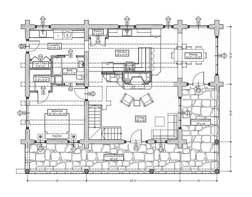 2300 Sq Ft Log Cabin Floor Plan 'The Salmon River' by