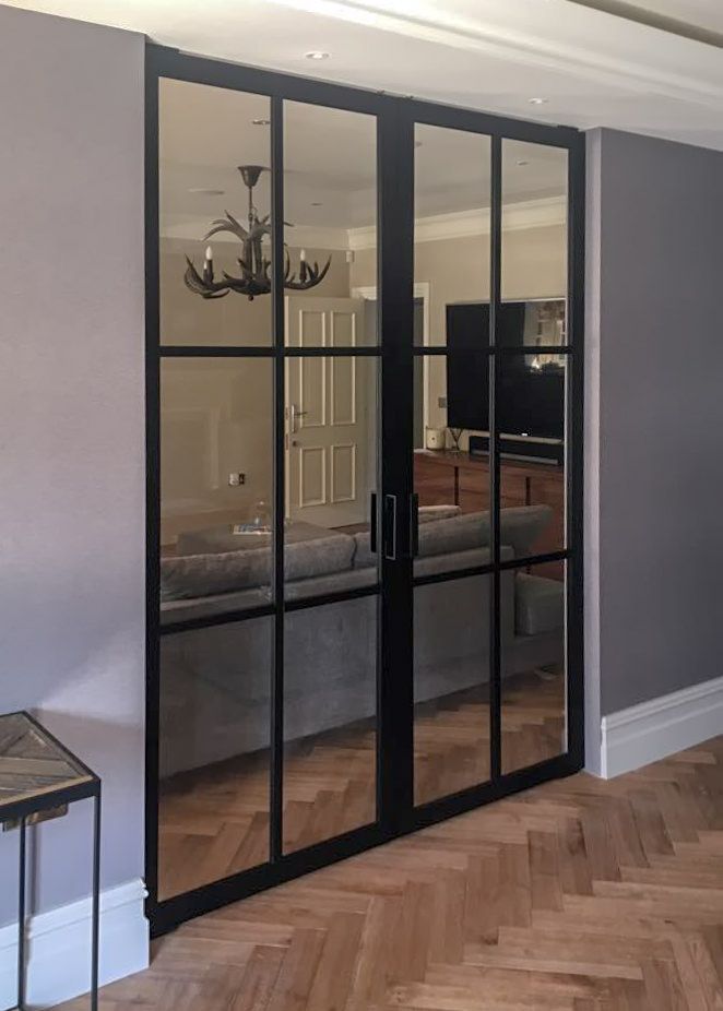 Double Crittall Style Interior Door Doors Glass Glass Doors Interior, Interior Glass Sliding Double Doors