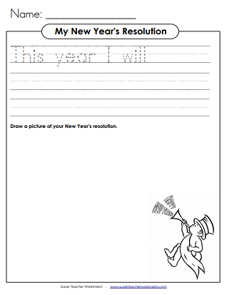 New Year's Resolution Worksheet | New years worksheets, Newyear, New