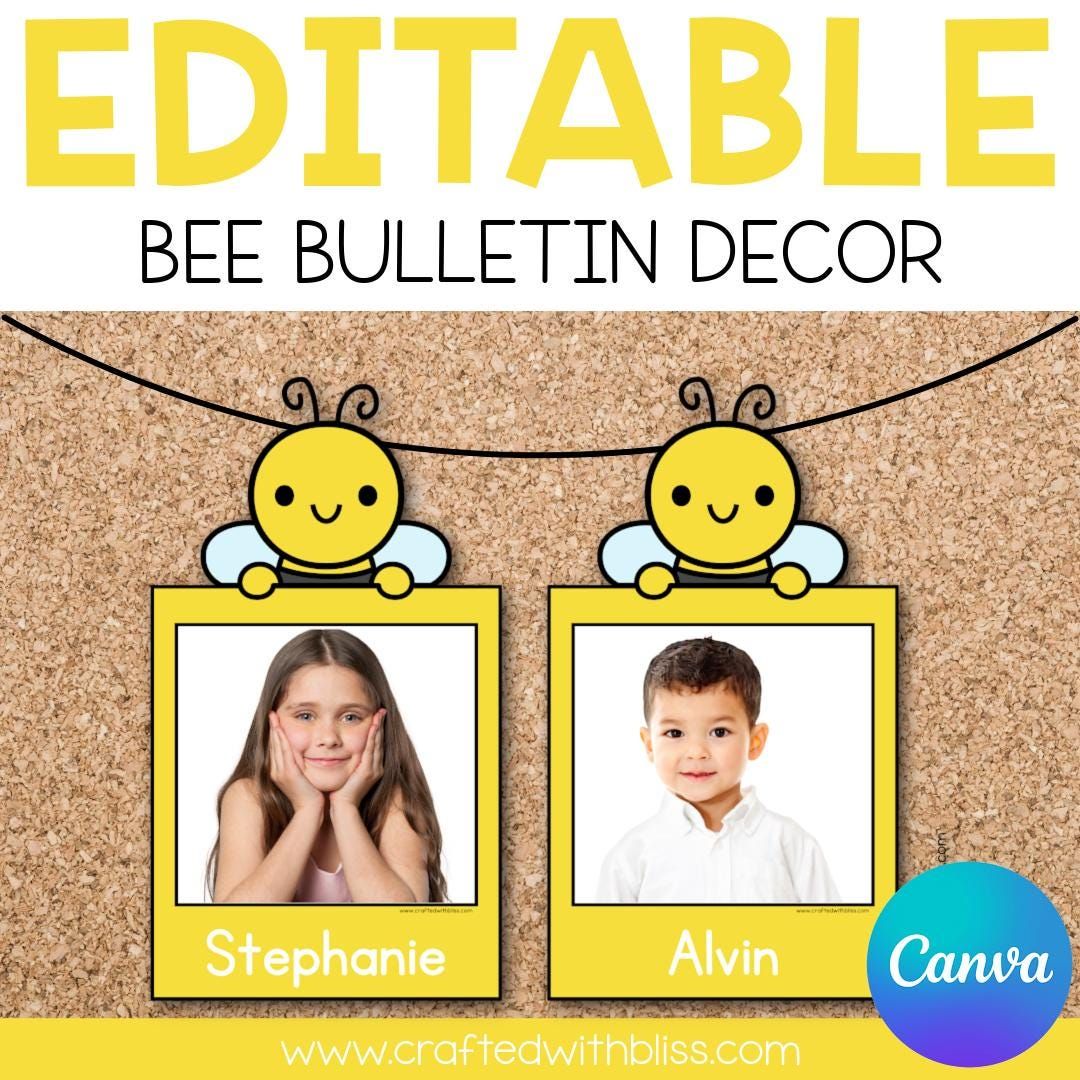 Editable Bee Photo Bulletin Decor Canva Template Back To School Etsy Editable Bee Photo Bulletin Decor Canva Template Back To School Etsy