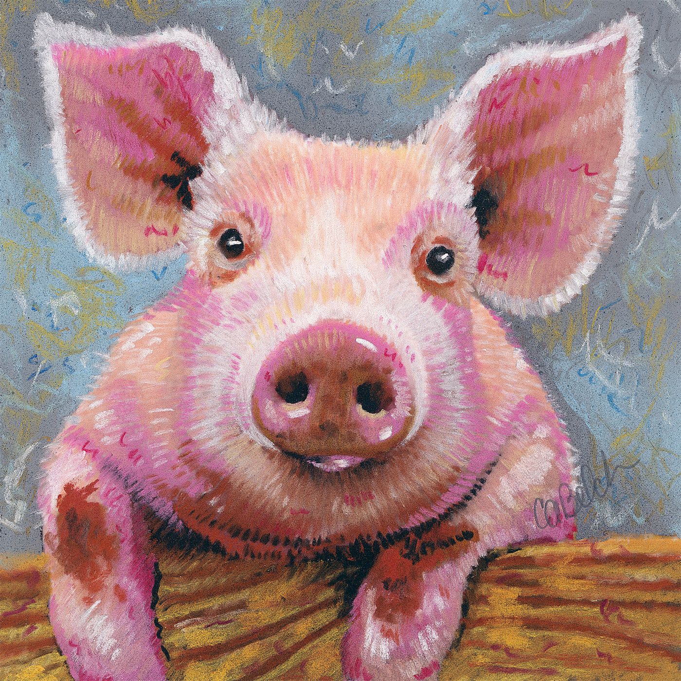 Pig Portrait - Framed Archival Print from an Original Pastel Drawing, Signed. $42.00, via Etsy. | Pig art, Animal paintings, Farm animal paintings