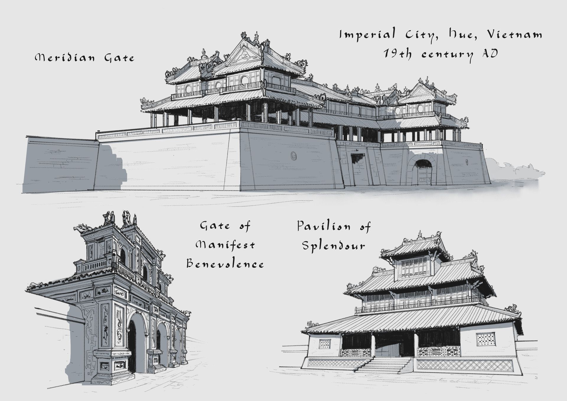 ArtStation - Imperial Gate concepts, Focal Point School Monumental Architecture, Ancient Architecture, Architecture Sketch, Environment Concept, Environment Design, Building Concept, Fantasy City, Dark Star, Intelligent Design