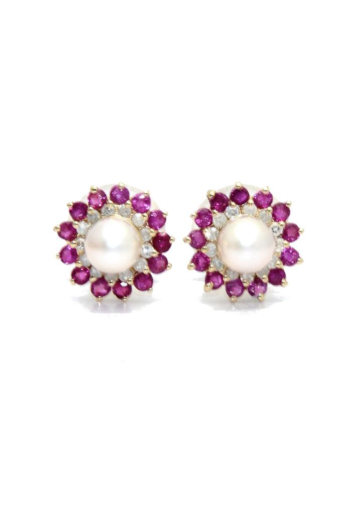 Diamond Ruby Pearl Earrings From Goodnight Macaroon Accessories Diamond Ruby Pearl Earrings From Goodnight Macaroon