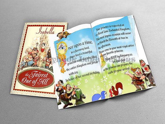 snow white storybook birthday invitation design fee pinterest snow white invitation wording