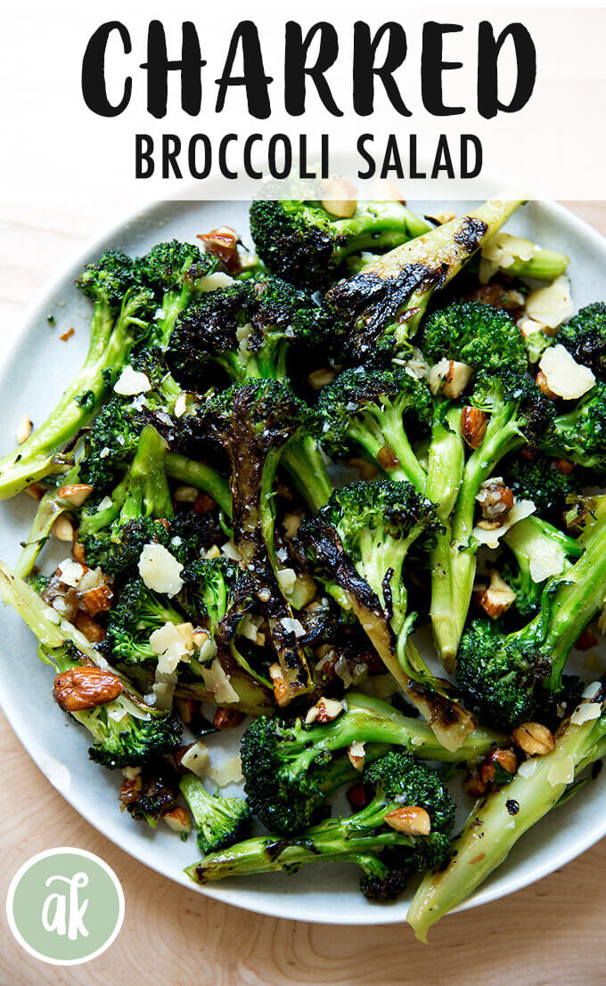 Charred Broccoli Salad with Dates, Almond, Cheddar | Alexandra's Kitchen