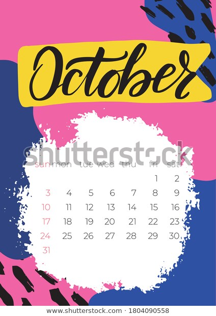 Calendar October 2021 Planner Abstract Vector Stock Vector Royalty Free 1804090558 In 2020 Stock Vector Vector Flyer Layout calendar october 2021 vector