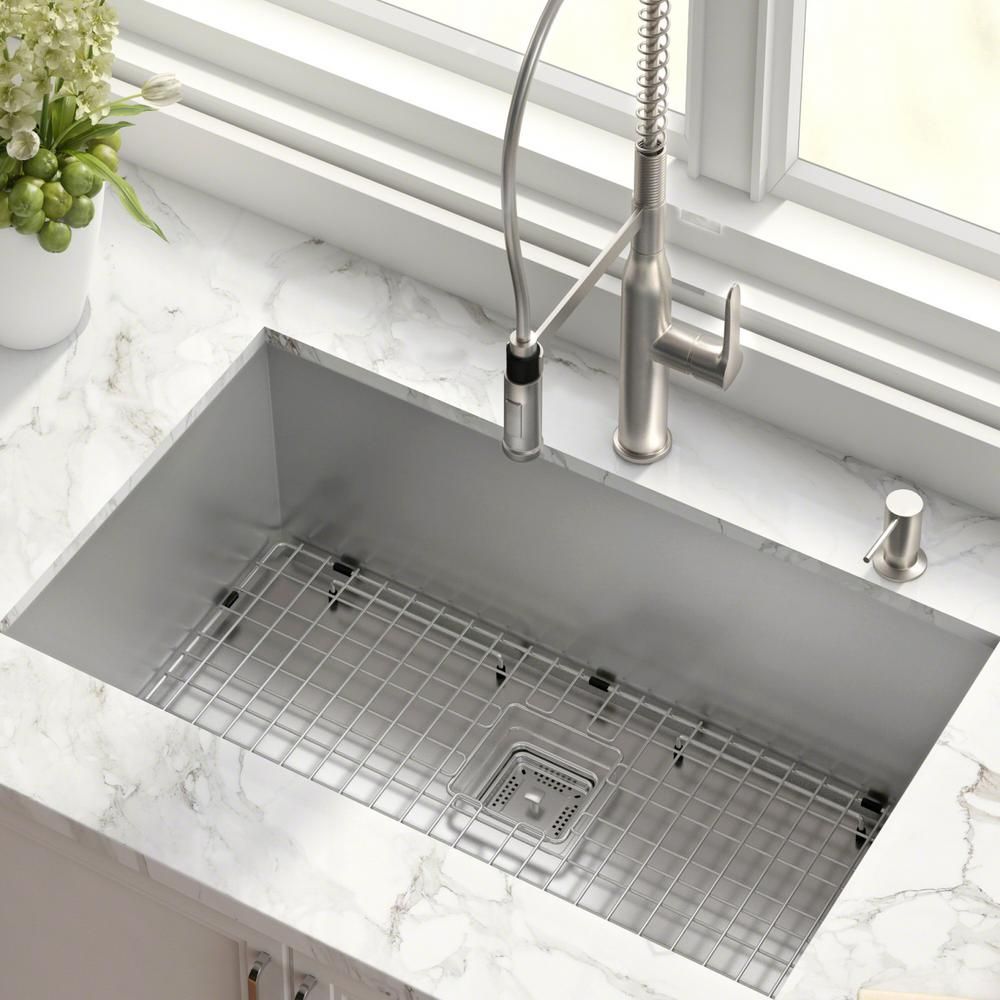 Kraus Pax Zero Radius 31 5in 16 Gauge Undermount Single Bowl Stainless Steel Kitchen Sink Khu32 The Home Depot Kitchen Design Small Undermount Kitchen Sinks Stainless Steel Kitchen Sink