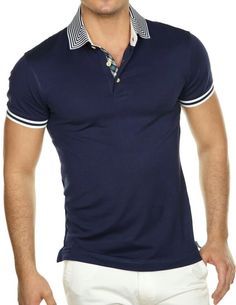 Polo With Stripes On The Collar And Cuff Polo Shirt Design Polo Shirt Outfits Mens Polo T Shirts