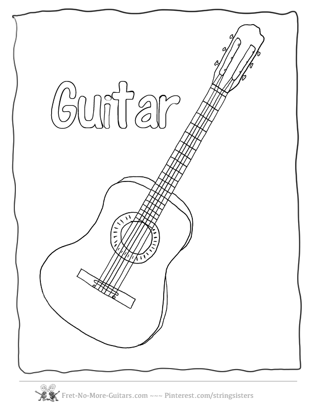 Guitar Coloring Pages Acoustic At Fret No More Guitars Free To Download Music Activities For Kids