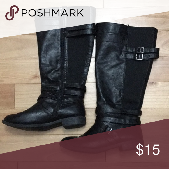 Torrid Size 9W Black Boots Wide Calf Funky boots with buckle Torrid Size 9W Black Boots Wide Calf Funky boots with buckle