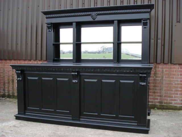 2.6m Solid Mahogany Pub Bar Counter & Back, in Black, Drinks Home ... 2.6m Solid Mahogany Pub Bar Counter & Back, in Black, Drinks Home ...