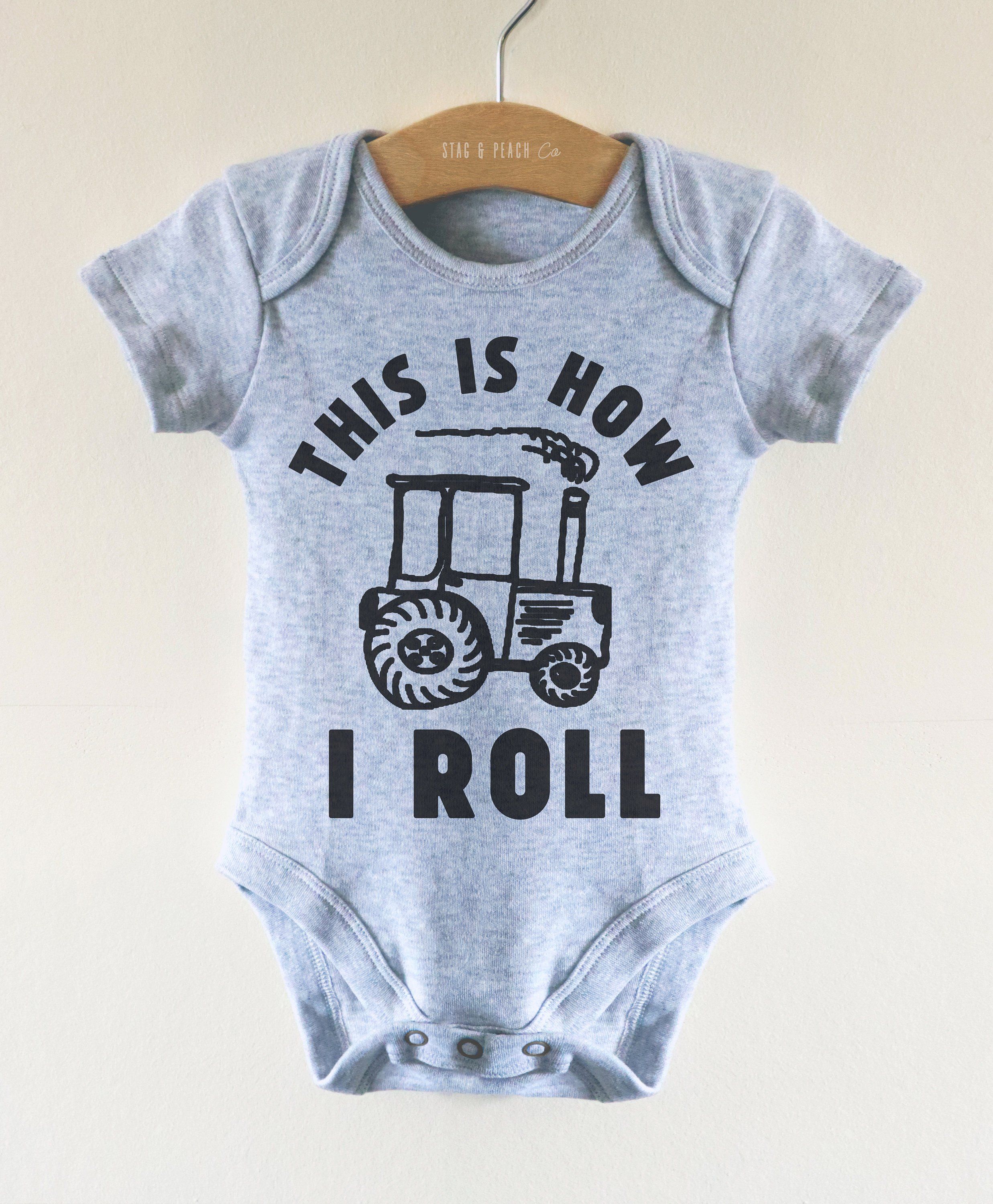 3-6 Months Baby Size Cute Farm Tractor Romper