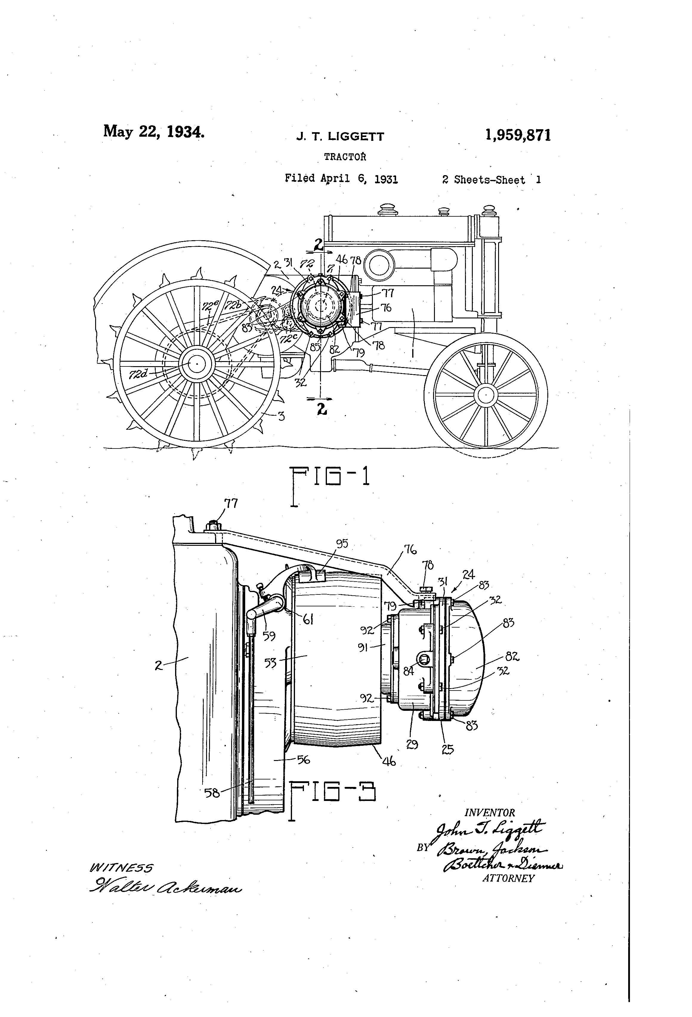 US1959871A - Tractor - Google Patents | Vintage, Traktor