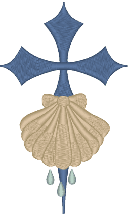 st james cross with baptism shell embroidery design baptism cross embroidery design