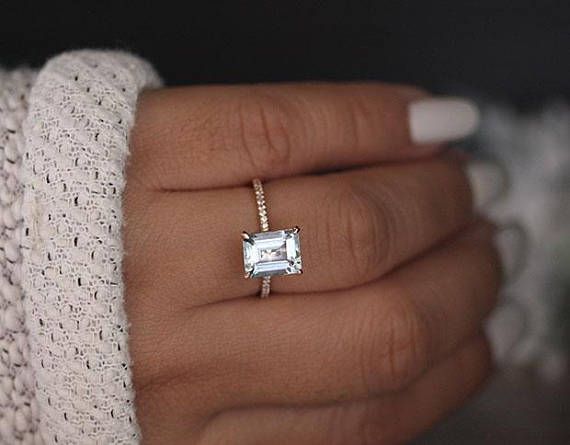 Emerald Cut Aquamarine 9x7mm Solitaire Engagement Emerald Cut Aquamarine 9x7mm Solitaire Engagement
