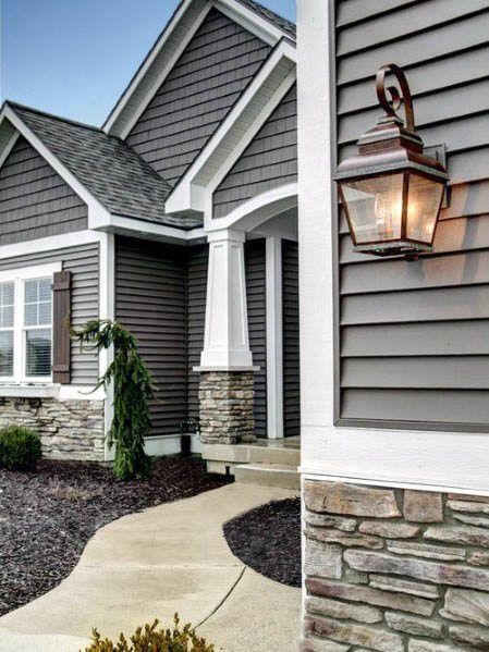 Top 50 Best Exterior House Paint Ideas - Color Designs Best Exterior House Paint, Grey Exterior House Colors, Exterior Siding Colors, Exterior House Siding, Casa Exterior, Exterior Remodel, Exterior Stone, Exterior Design, Exterior Shutters