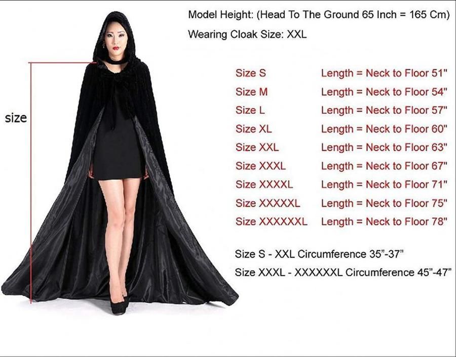 Newdeve Medieval Velvet Cloak Full Length With Hood Cosplay Costume Cape For Adults